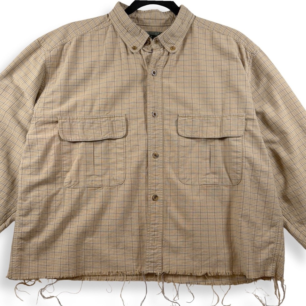 Woolrich Cropped Plaid Shirt Womens Grunge Workwear Raw Hem Western Flannel